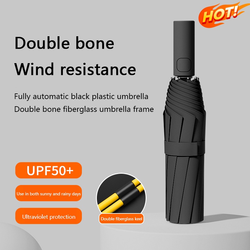 Outdoor Lighting Black - Payung Otomatis 24 Tulang Warna Solid